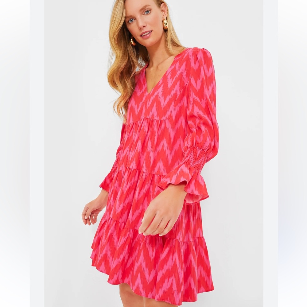 Tuckernuck Pomander Place Hot Pink red Ikat Kenzo Dress size large flowy boho